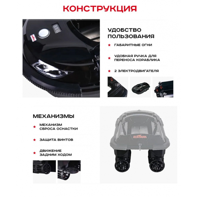 Прикормочный кораблик Boatman Vulcan PRO V-PR с GPS и эхолотом
