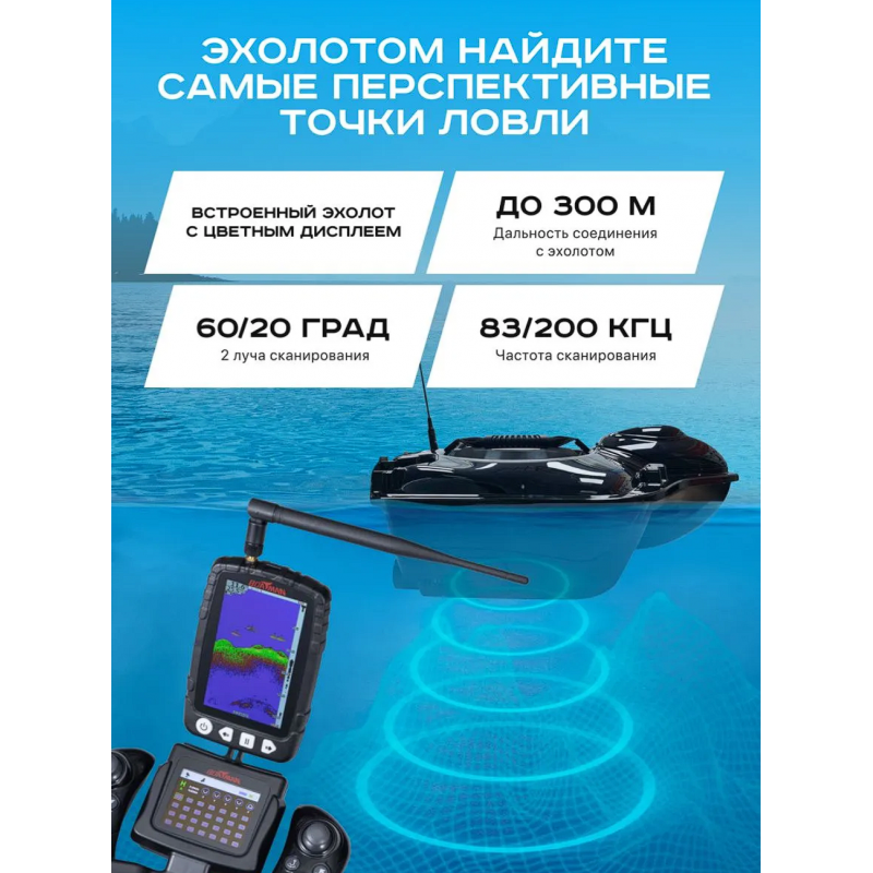Прикормочный кораблик Boatman Fighter Pro с эхолотом и GPS FI-PRO
