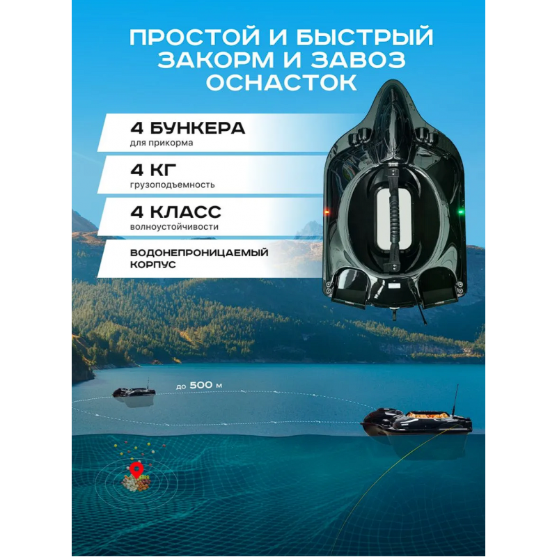 Прикормочный кораблик Boatman Fighter Pro с эхолотом и GPS FI-PRO