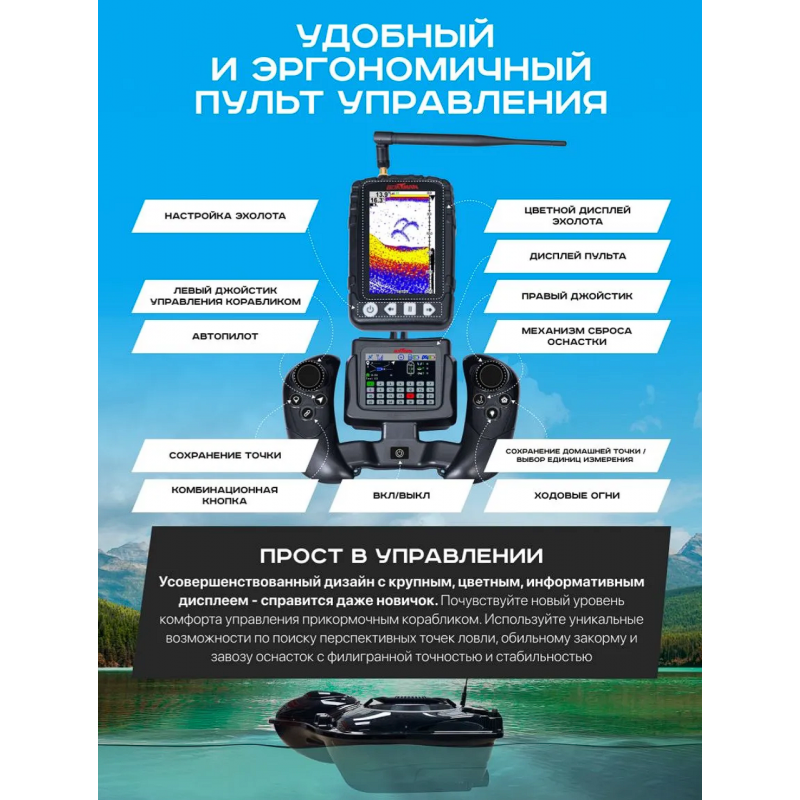 Прикормочный кораблик Boatman Fighter Pro с эхолотом и GPS FI-PRO