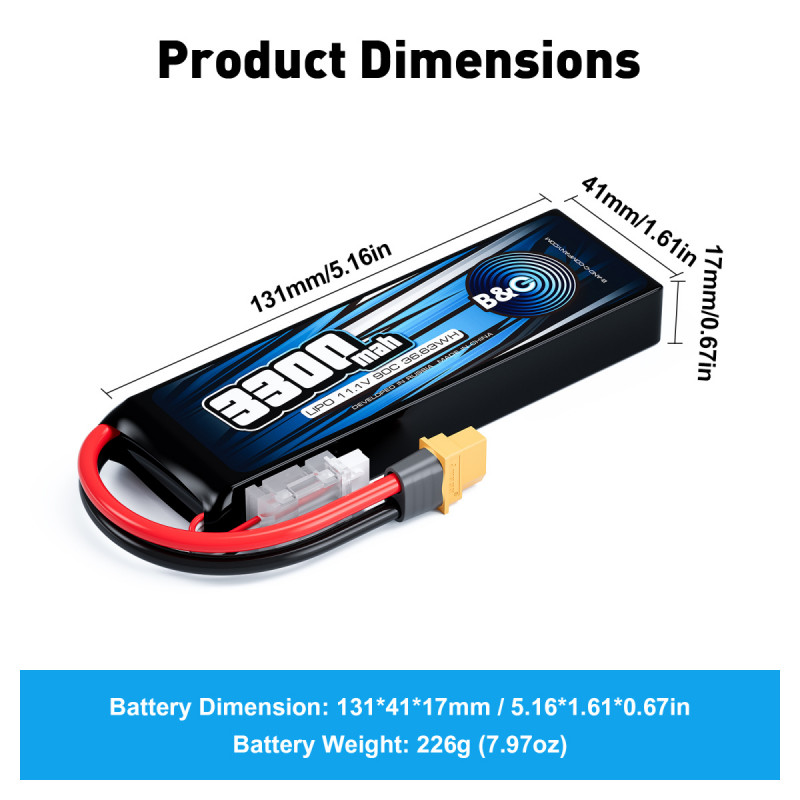 Аккумулятор Li-po B&C 3300 MAH 11.1v (3s) 90C, XT60, Soft case B&C-3300-3S-90-S-XT60