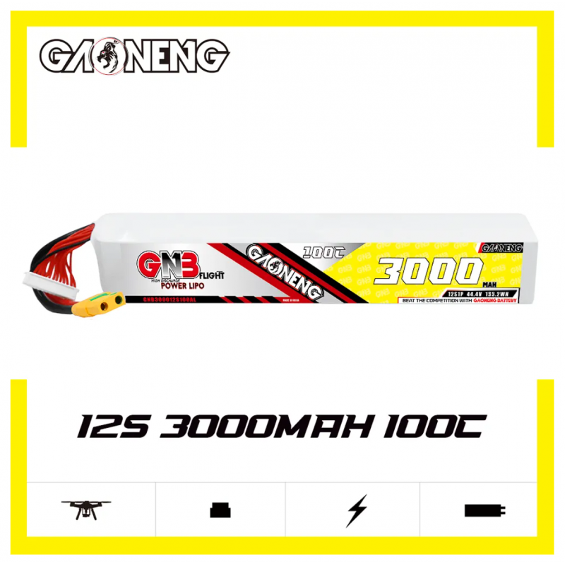 Аккумулятор LiPo GAONENG GNB 3000mAh 12S1P 44.4V 100C 280х50х33mm XT90S GNB300012S100AL-XT90S
