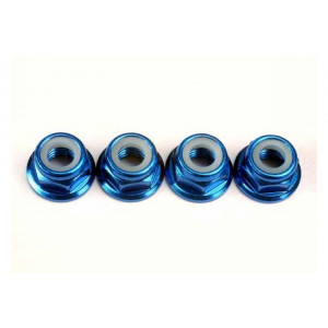 Nuts, 5mm flanged nylon locking (aluminum, blue-anodized) (4) - Артикул: TRA4147X