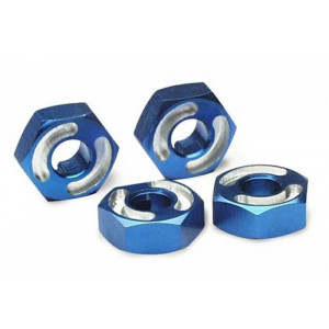 Wheel hubs, hex, 6061-T6 aluminum (blue) (4)/ axle pins (2.5x10mm) (4) - Артикул: TRA4954X
