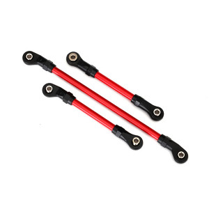 Steering link, 5x117mm (1): draglink, 5x60mm (1): panhard link, 5x63mm (red powder coated steel) (assembled with hollow balls) (for use with #8140R TRX-4® Long Arm Lift Kit) - Артикул: TRA8146R