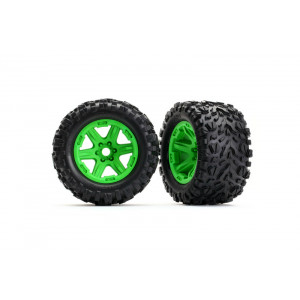 Tires & wheels, assembled, glued (green wheels, Talon EXT tires, foam inserts) - Артикул: TRA8672G