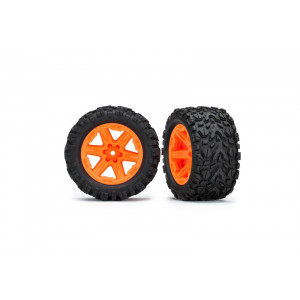 Tires & wheels, assembled, glued (2.8") (RXT orange wheels, Talon Extreme tires - Артикул: TRA6773A