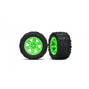 Tires & wheels, assembled, glued (2.8") (RXT green wheels, Talon Extreme tires - Артикул: TRA6773G