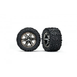 Tires & wheels, assembled, glued (2.8") (RXT black chrome wheels, Talon Extreme tires - Артикул: TRA6773X