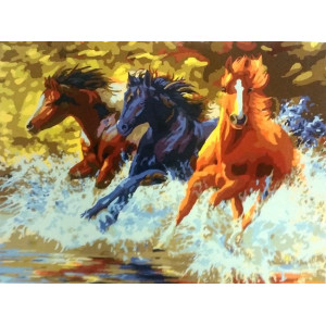 Три бегущих коня. Картина по номерам 40х50