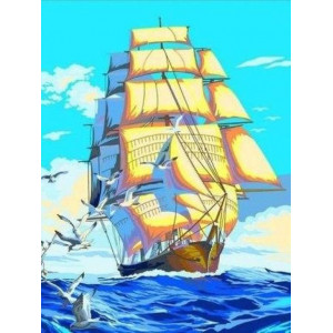 Картина по номерам Корабль и чайки 40х50