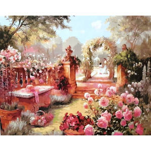 Картина по номерам Розовый сад 40х50