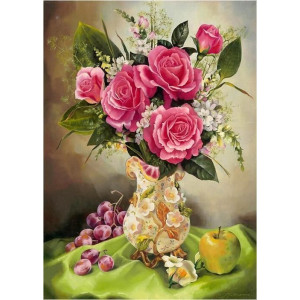 Картина по номерам Розы с фруктами 40х50