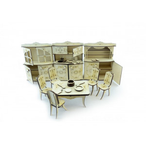 Конструктор 3D деревянный подвижный Lemmo Набор мебели кухня - МЕ-5 Артикул - МЕ-5