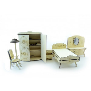 Конструктор 3D деревянный подвижный Lemmo Набор мебели спальня - МЕ-7 Артикул - МЕ-7