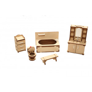 Детский набор мебели из дерева "Ванная"  - HK-M006 Артикул - HK-M006