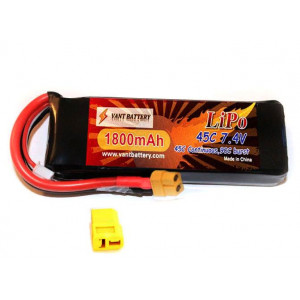 Аккумулятор Li-Po 7.4В 1800мАч 45C (разъемы XT-60, T-Plug)