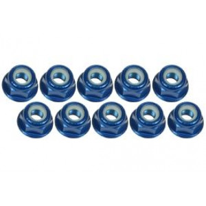 3mm Aluminum Flanged Lock Nuts (10 Pcs) - Blue Артикул:3RAC-NF30-BU
