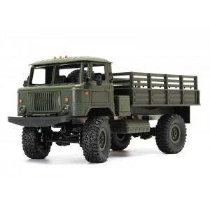 Внедорожник зеленый 1/16 4WD электро - Offroad Truck PRO (зеленый корпус "военный" грузовик, 2.4 gHz, 10 км/ч) - Артикул WPLB-24-Green