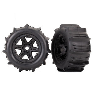 Traxxas Tires & wheels, assembled, glued (black 3.8" wheels, paddle tires, foam inserts) (2) (TSM rated)-TRA8674 - Артикул: TRA8674