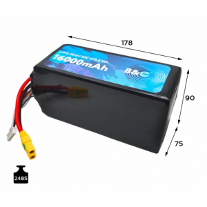Аккумулятор Li-po B&C 16000 MAH 29.6V (8s) 90C, XT90S, Soft case B&C-16000-8S-25-S-XT90S