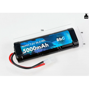 Аккумулятор Ni-Mh B&C 5000mAh, 7,2V, (Разъем Tamiya) B&C-5000-7.2V-S