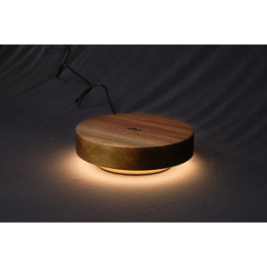 Круглый ночник из американского ореха с сенсорным управлением и нижней подсветкой #29