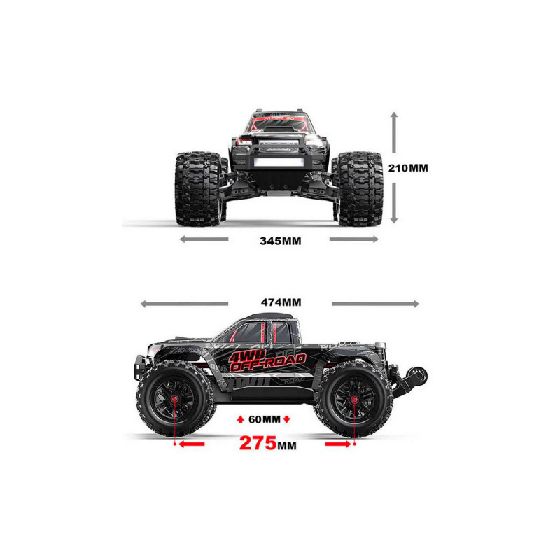 Радиоуправляемый монстр MJX Hyper Go Brushless 4WD 2.4G LED 1:10 - MJX-10208-V2-BLACK