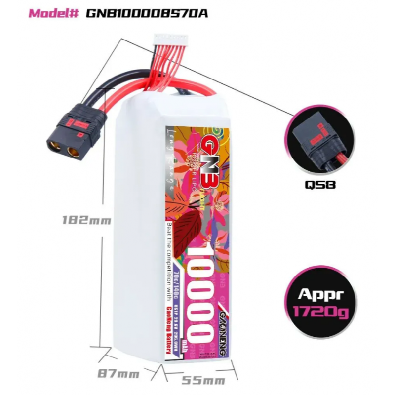 Аккумулятор Li-Po Gaoneng GNB 10000mAh 8S 29.6V 70C QS8