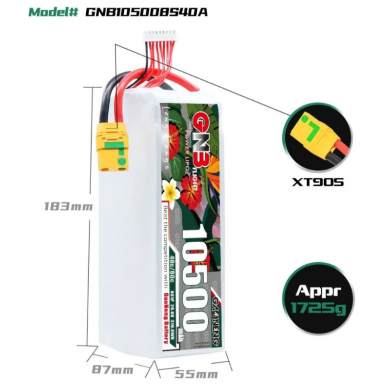 Аккумулятор Li-Po Gaoneng GNB 10500mAh 8S 29.6V 40C XT-90