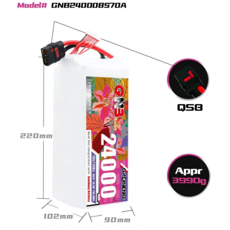 Аккумулятор Li-Po Gaoneng GNB 24000mAh 8S 29.6V 70C QS8