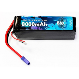 Аккумулятор LiPo B&C - 22.2v 8000мАч 90C (6S, Softcase, разъём EC5) B&C-8000-6S-90-S-EC5
