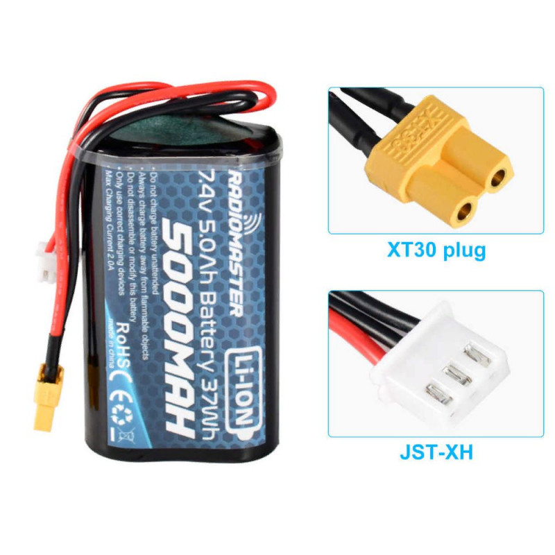 Аккумулятор для передатчика RadioMaster TX16s (LiIon 5000mah 2S) 7.4V разъём XT-30