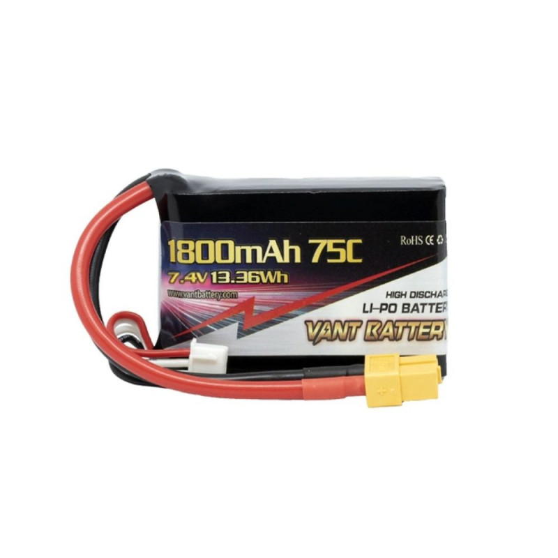 Аккумулятор LiPo Vant - 7.4В 1800мАч 75C 2S (Разъем XT60)