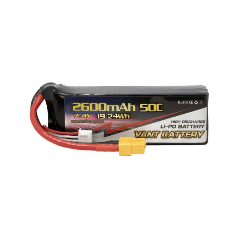 Аккумулятор LiPo Vant - 7.4В 2600мАч 50C 2S (Разъем XT60)