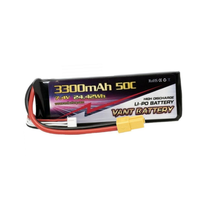 Аккумулятор LiPo Vant - 7.4В 3300мАч 50C 2S (Разъем XT60)