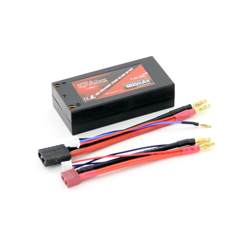 Аккумулятор LiPo Vant - 7.4В 5000мАч 100C короткий (2S, Hardcase, разъёмы Бананы - T-Plug + балансир)