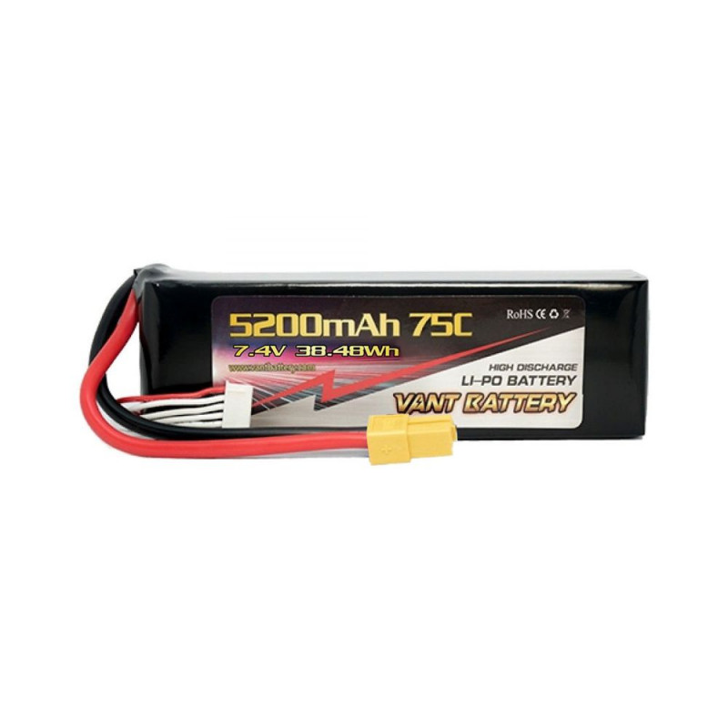 Аккумулятор LiPo Vant - 7.4В 5200мАч 75C 2S (Разъем XT60)