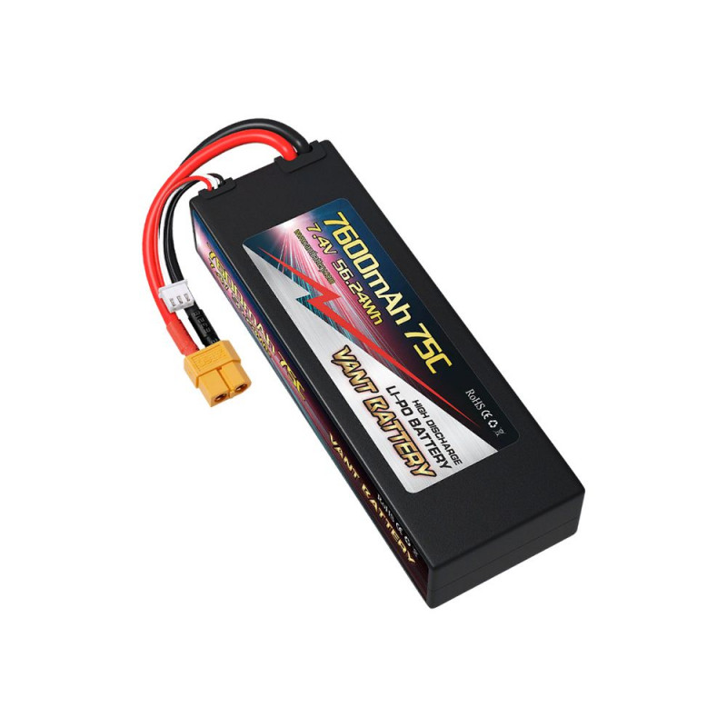 Аккумулятор LiPo Vant - 7.4V 7600mAh 75C hard case battery and XT60 plug