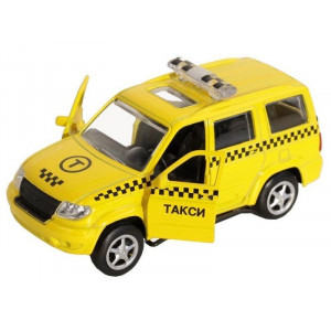 Машина "АВТОПАНОРАМА" "Такси", желтый, 1/50, инерция, в/к 12*7*5,5 см - Артикул 1200062