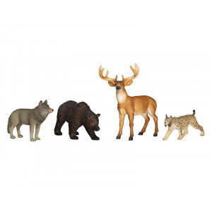 Фигурка KONIK набор лесных животных: медведь, олень, рысь, волк
