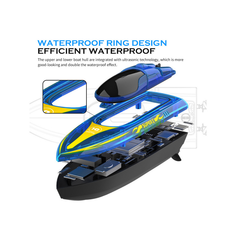 Радиоуправляемый катер Flytec V555 (голубой) с подсветкой 2.4G RTR