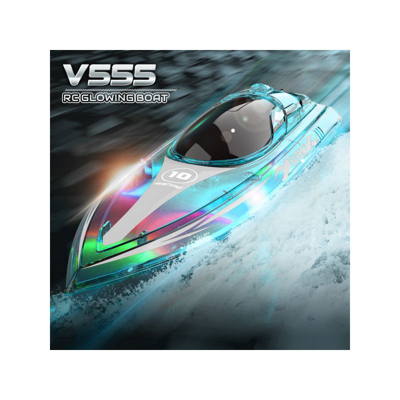 Радиоуправляемый катер Flytec V555 (зеленый) с подсветкой 2.4G RTR