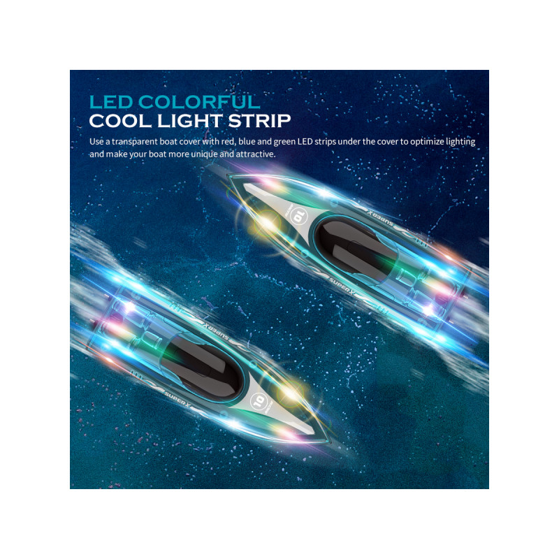 Радиоуправляемый катер Flytec V555 (зеленый) с подсветкой 2.4G RTR