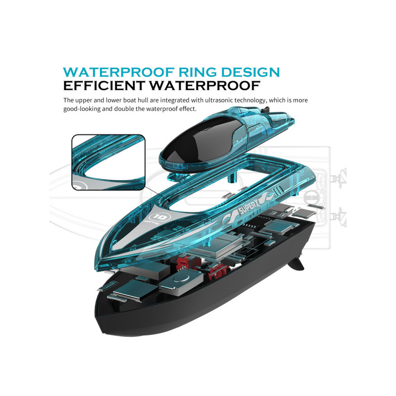 Радиоуправляемый катер Flytec V555 (зеленый) с подсветкой 2.4G RTR