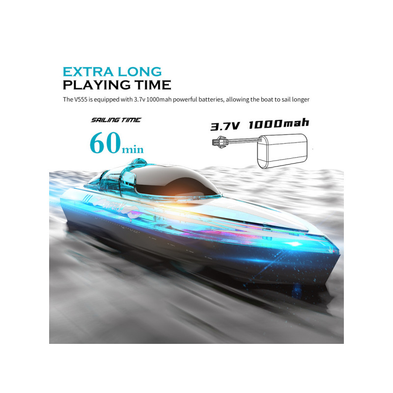 Радиоуправляемый катер Flytec V555 (зеленый) с подсветкой 2.4G RTR