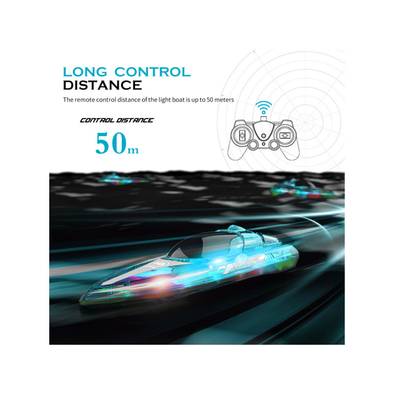 Радиоуправляемый катер Flytec V555 (зеленый) с подсветкой 2.4G RTR