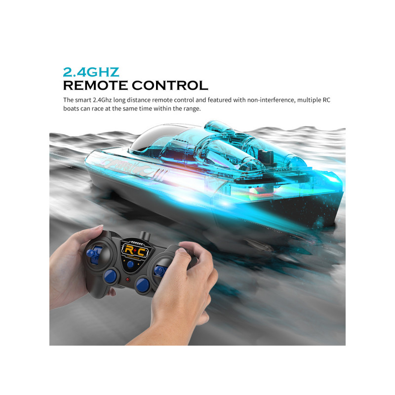 Радиоуправляемый катер Flytec V555 (зеленый) с подсветкой 2.4G RTR