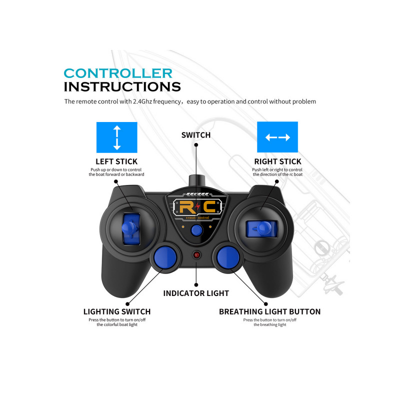 Радиоуправляемый катер Flytec V555 (зеленый) с подсветкой 2.4G RTR