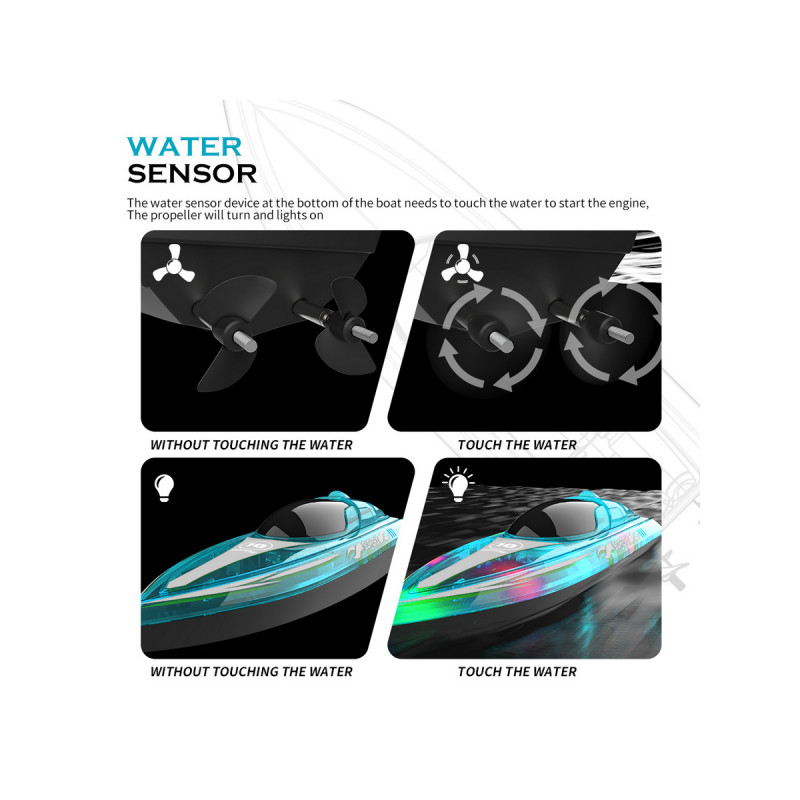 Радиоуправляемый катер Flytec V555 (зеленый) с подсветкой 2.4G RTR